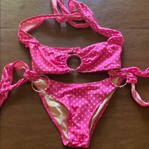 Leg Avenue Bikini size small hot pink & white
